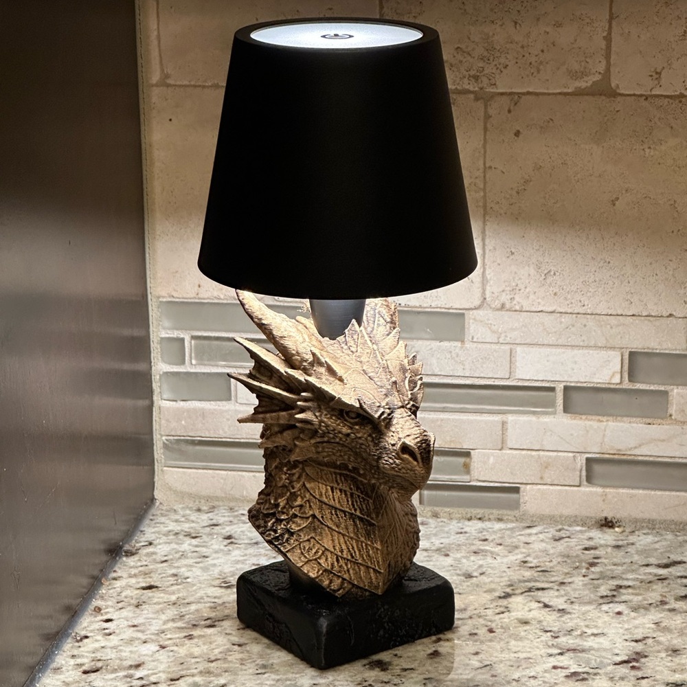 Charming Storm Dragon 10" Cordless Lamp - Hand-Painted 3D Printed Dragon Statue